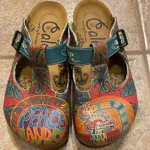 Calceo clogs Peace and Love Follow your dreams